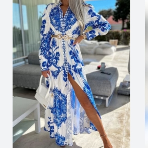 MSK Dresses & Skirts - COPY - Elegant Blue and White Maxi Dress